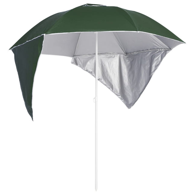 strandparasol med sidevægge 215 cm grøn