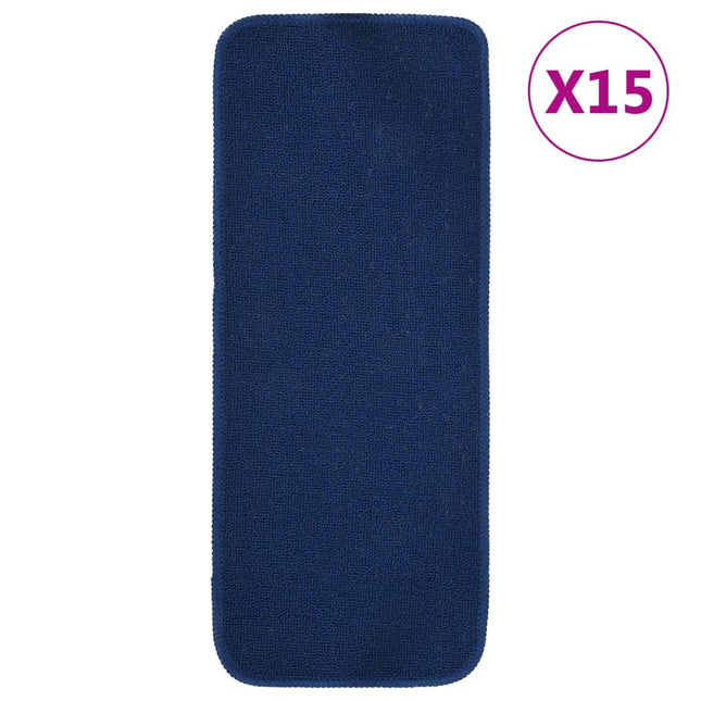 skridsikre trappemåtter 15 stk. 60x25 cm rektangulær marineblå