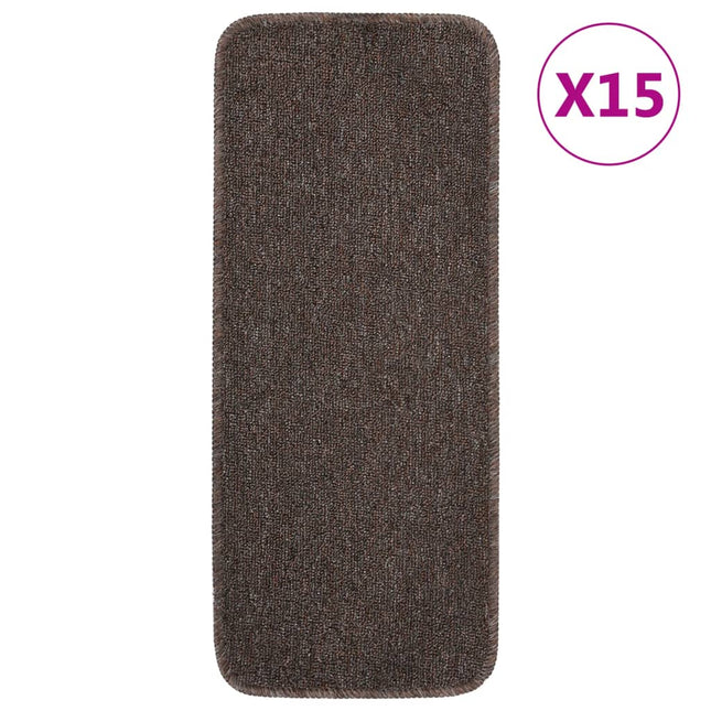 skridsikre trappemåtter 15 stk. 60x25 cm rektangulær brun