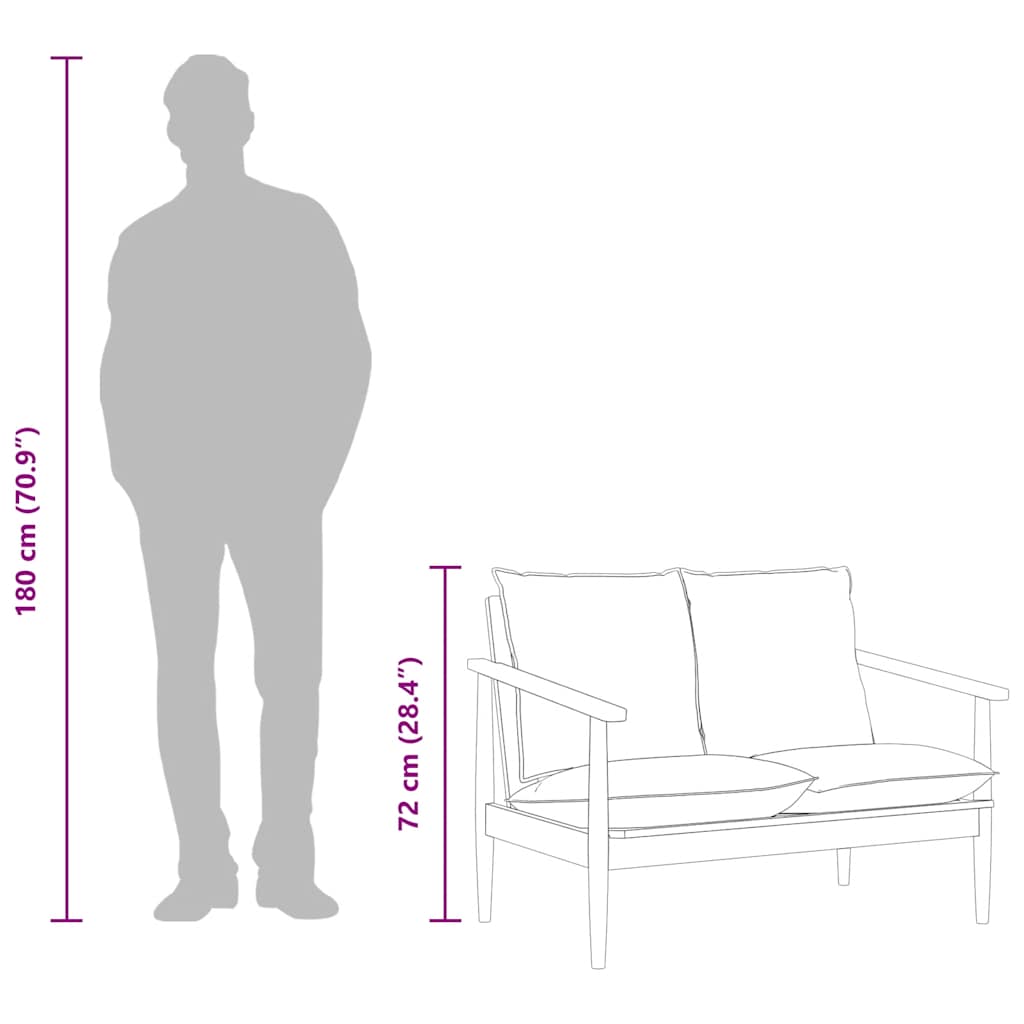 2-personers sofa ægte læder og massivt akacietræ sort