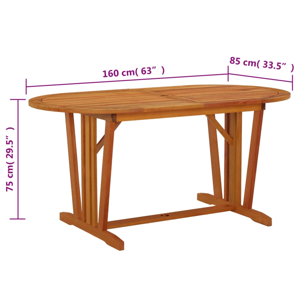 havebord 160x85x75 cm massivt eukalyptustræ