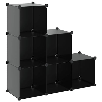 kubeformede opbevaringskasser 6 stk. PP sort
