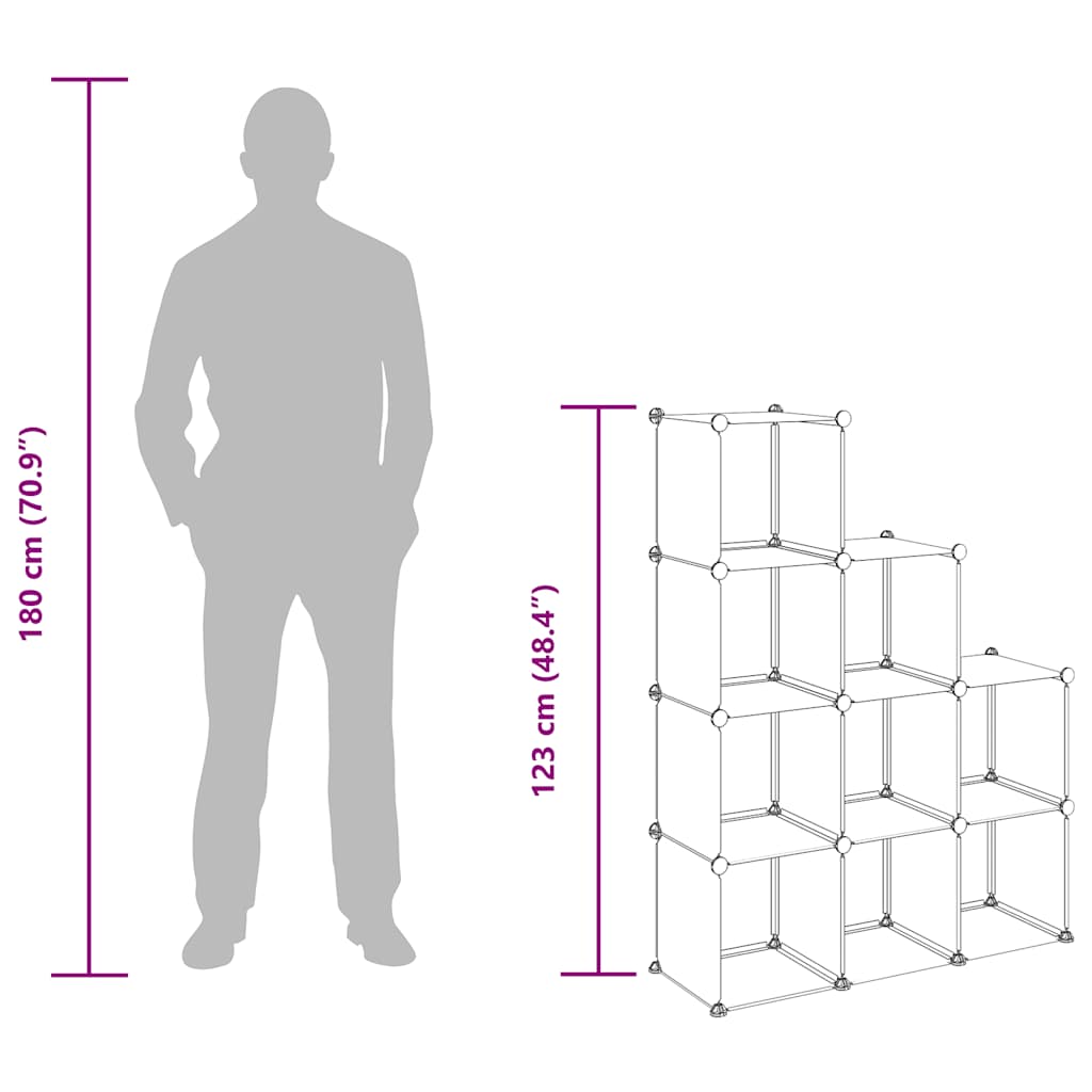 kubeformede opbevaringskasser 9 stk. PP transparent