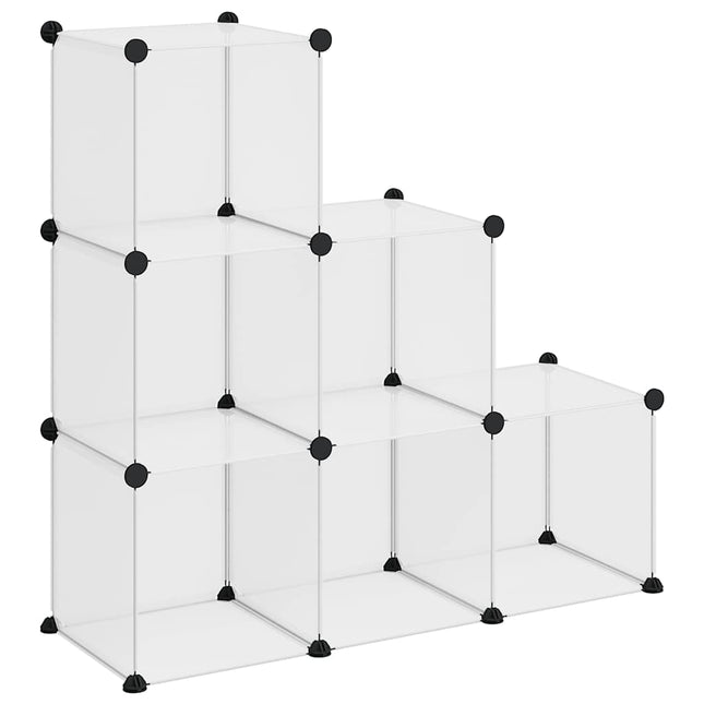 kubeformede opbevaringskasser 6 stk. PP transparent