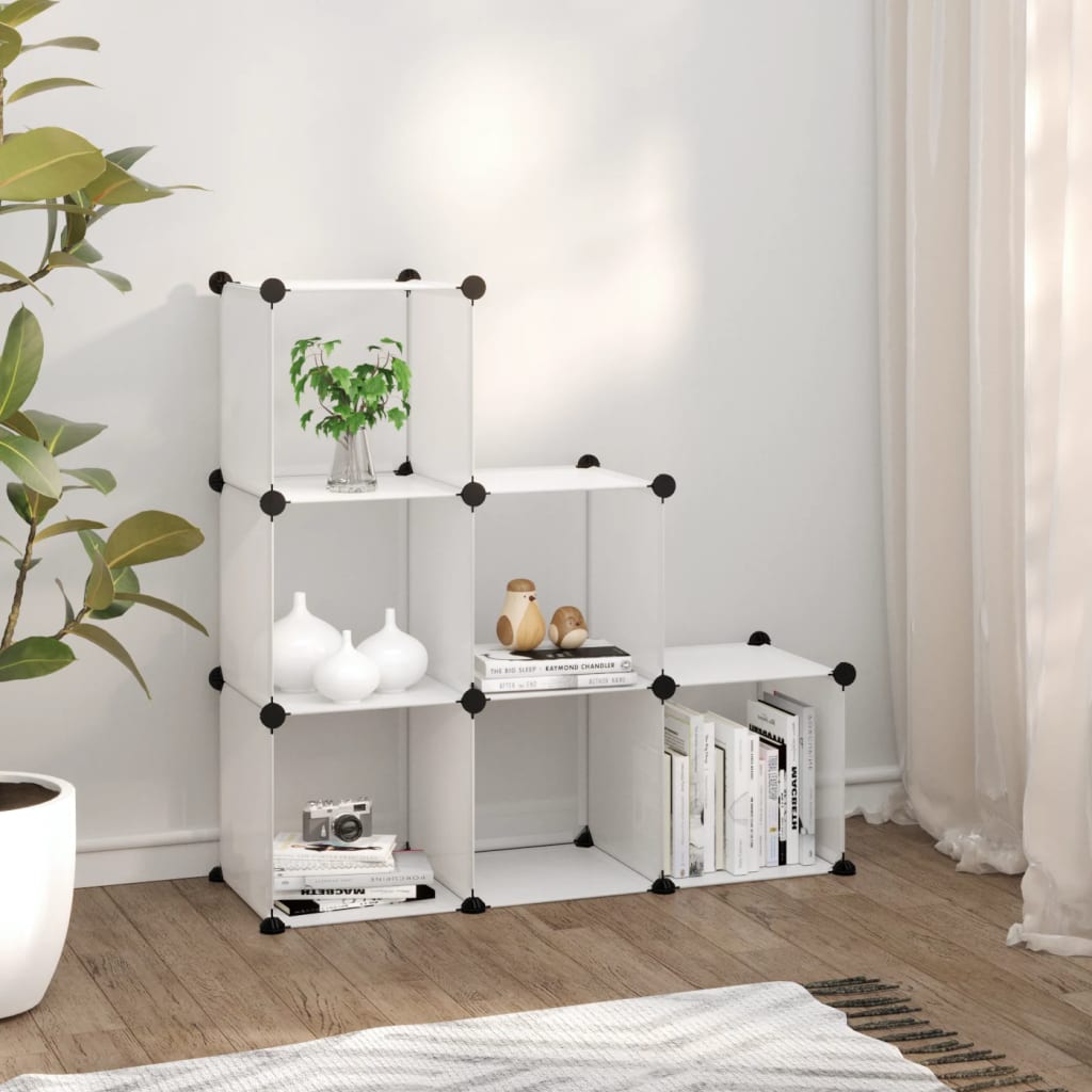 kubeformede opbevaringskasser 6 stk. PP transparent