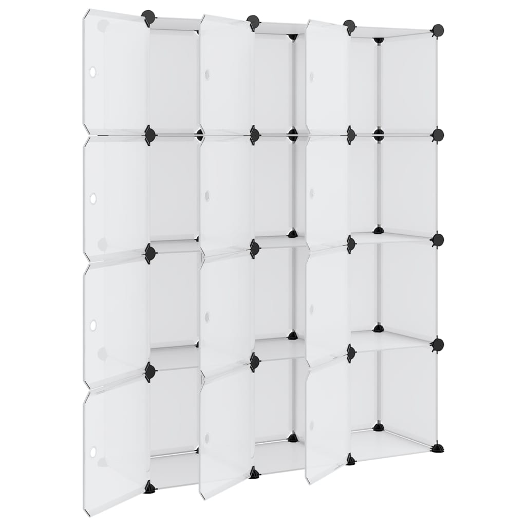opbevaringskubeorganisator med 12 kuber og døre transparent PP