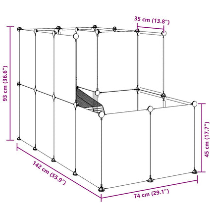 lille dyrebur 142x74x93 cm PP og stål sort