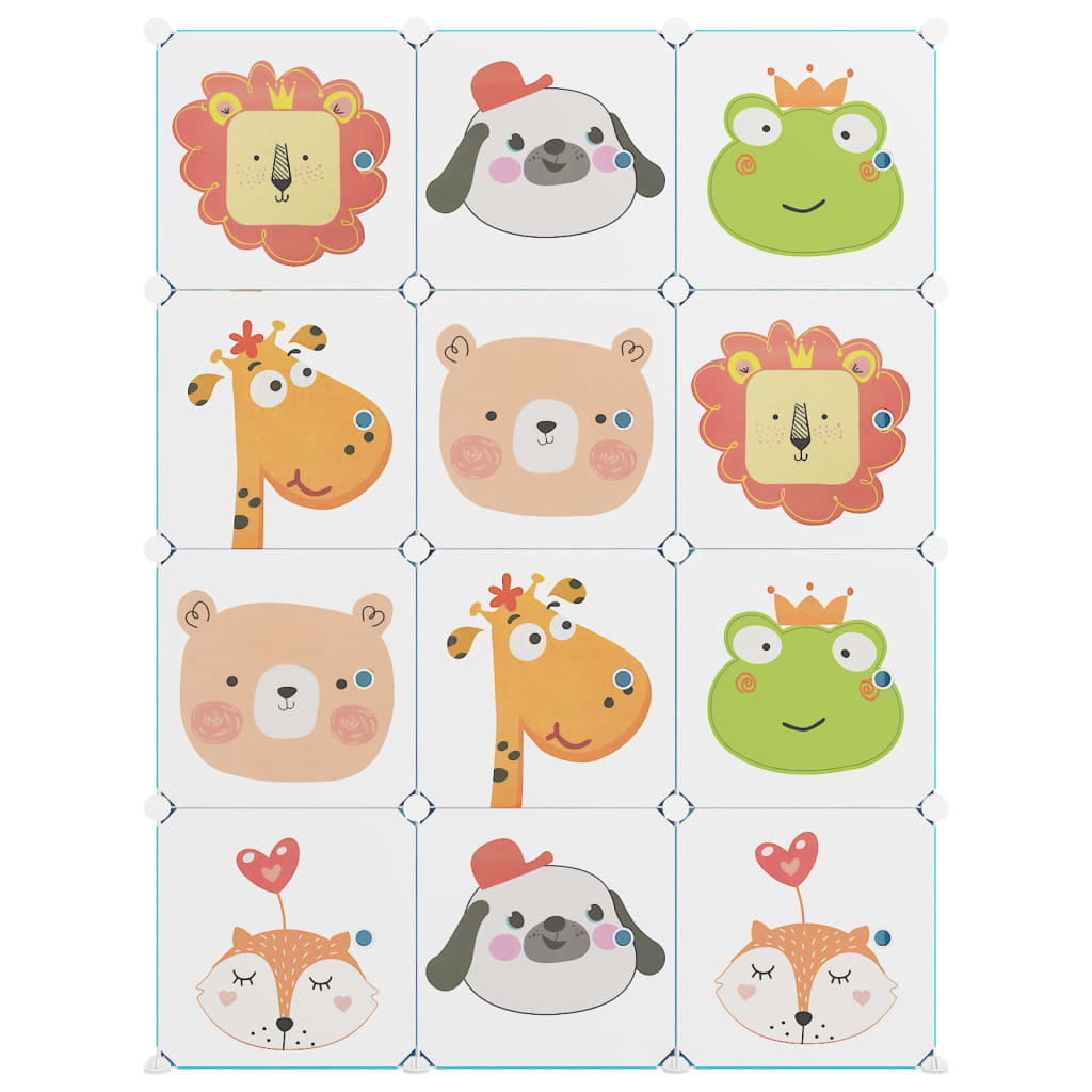 opbevaringsreol til børn 12 kubeformede kasser PP grøn