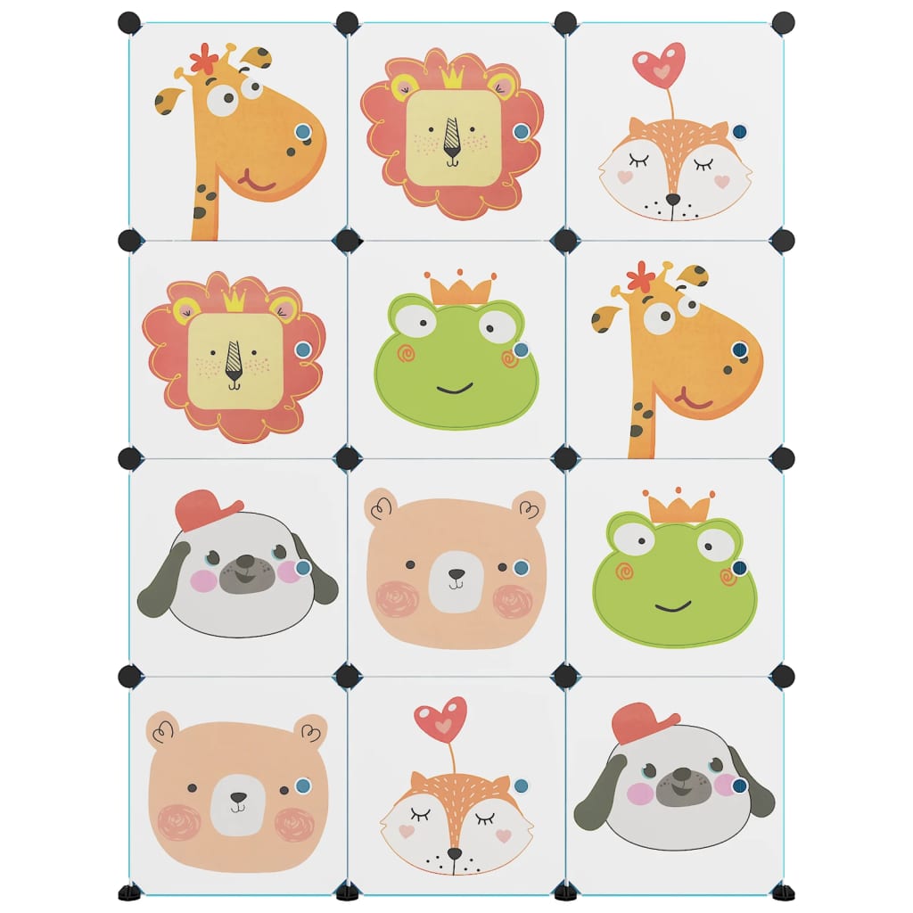 opbevaringsreol til børn 12 kubeformede kasser PP blå