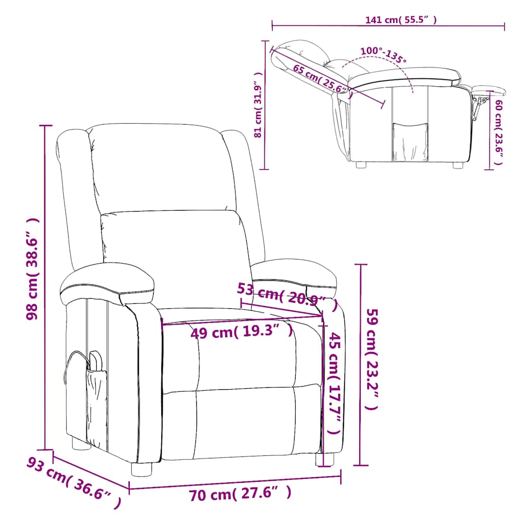 massagestol stof brun