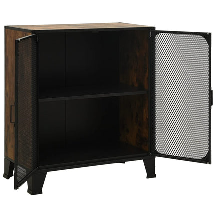 opbevaringsskabe 2 stk. 72x36x82 cm metal og MDF rustikbrun