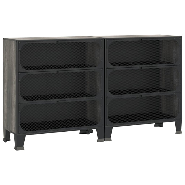 opbevaringsskabe 2 stk. 72x36x82 cm metal og MDF grå