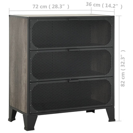 opbevaringsskabe 2 stk. 72x36x82 cm metal og MDF grå