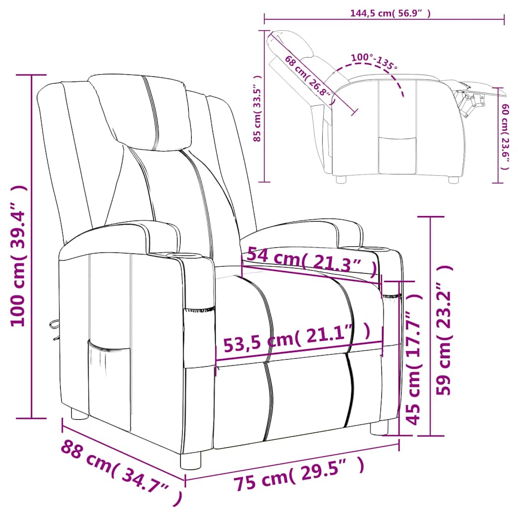 lænestol kunstlæder brun