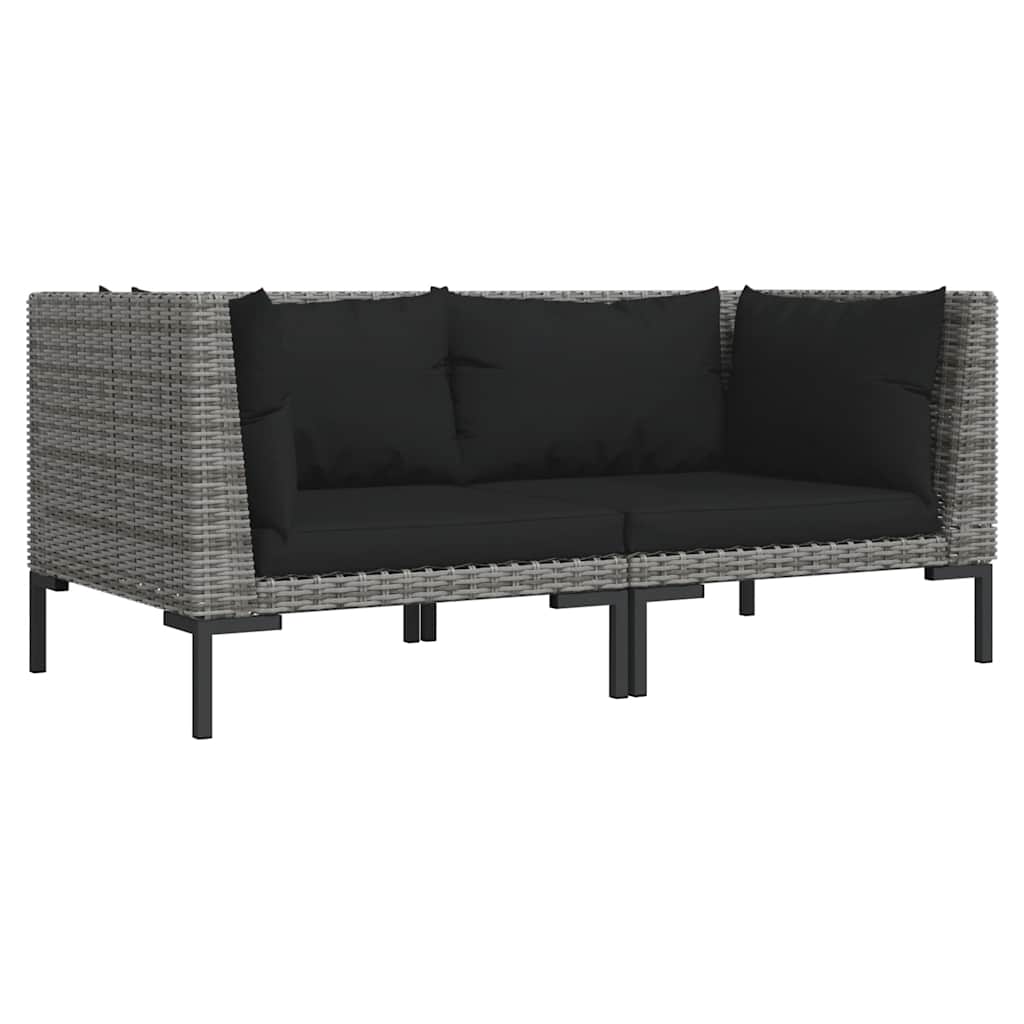 moduler til havesofa 2 stk. med hynder halvrundt polyrattan