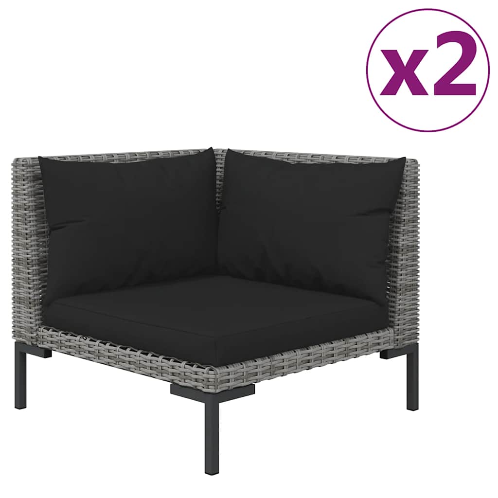 moduler til havesofa 2 stk. med hynder halvrundt polyrattan