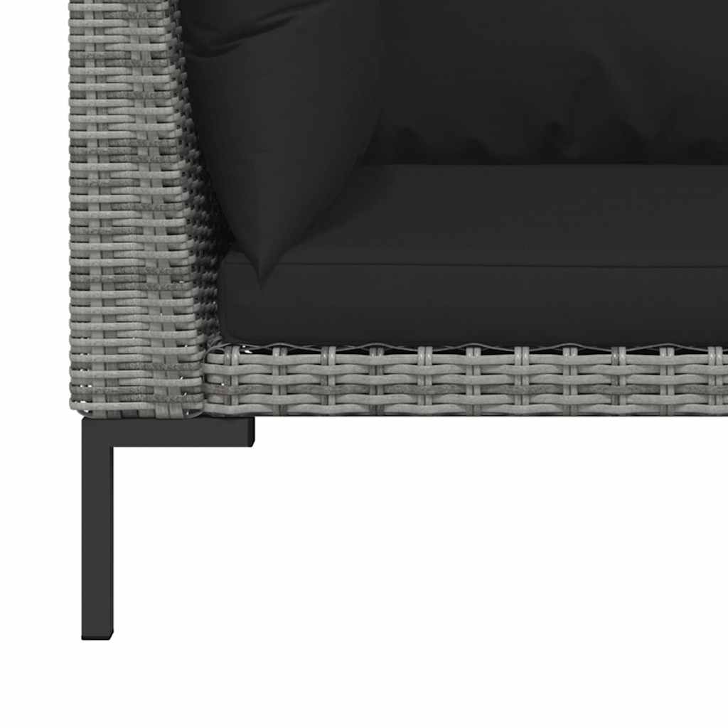 moduler til havesofa 2 stk. med hynder halvrundt polyrattan
