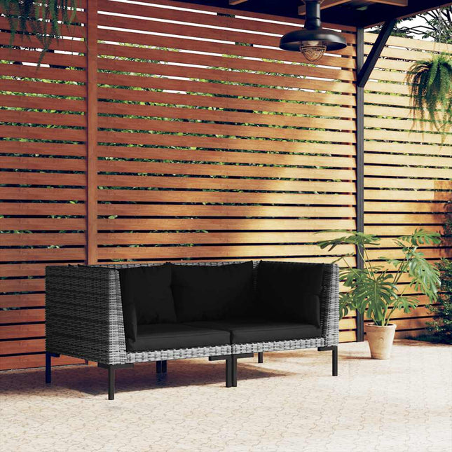 moduler til havesofa 2 stk. med hynder halvrundt polyrattan