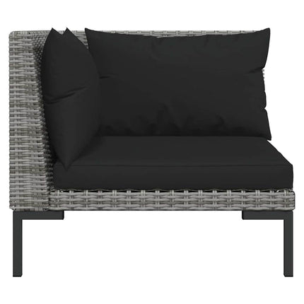 loungesæt til haven 3 dele halvrundt polyrattan mørkegrå