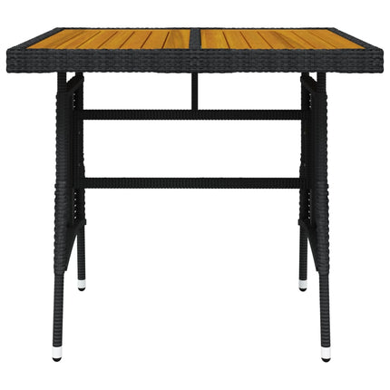 havebord 70x70x72 cm polyrattan og massivt akacietræ sort