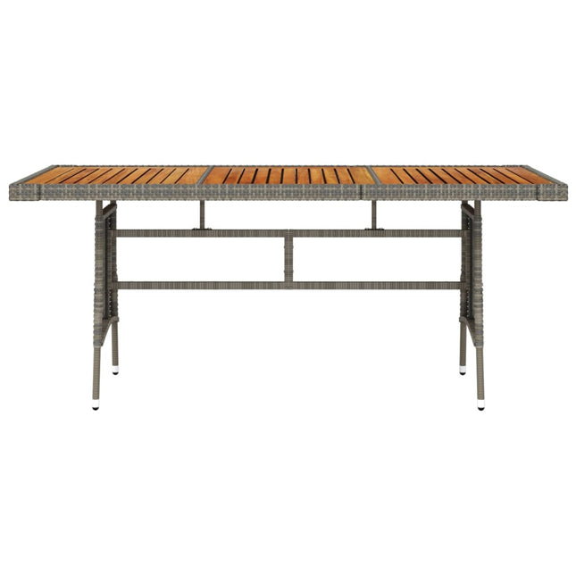 havebord 160x70x72 cm polyrattan og massivt akacietræ grå