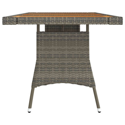 havebord 160x70x72 cm polyrattan og massivt akacietræ grå