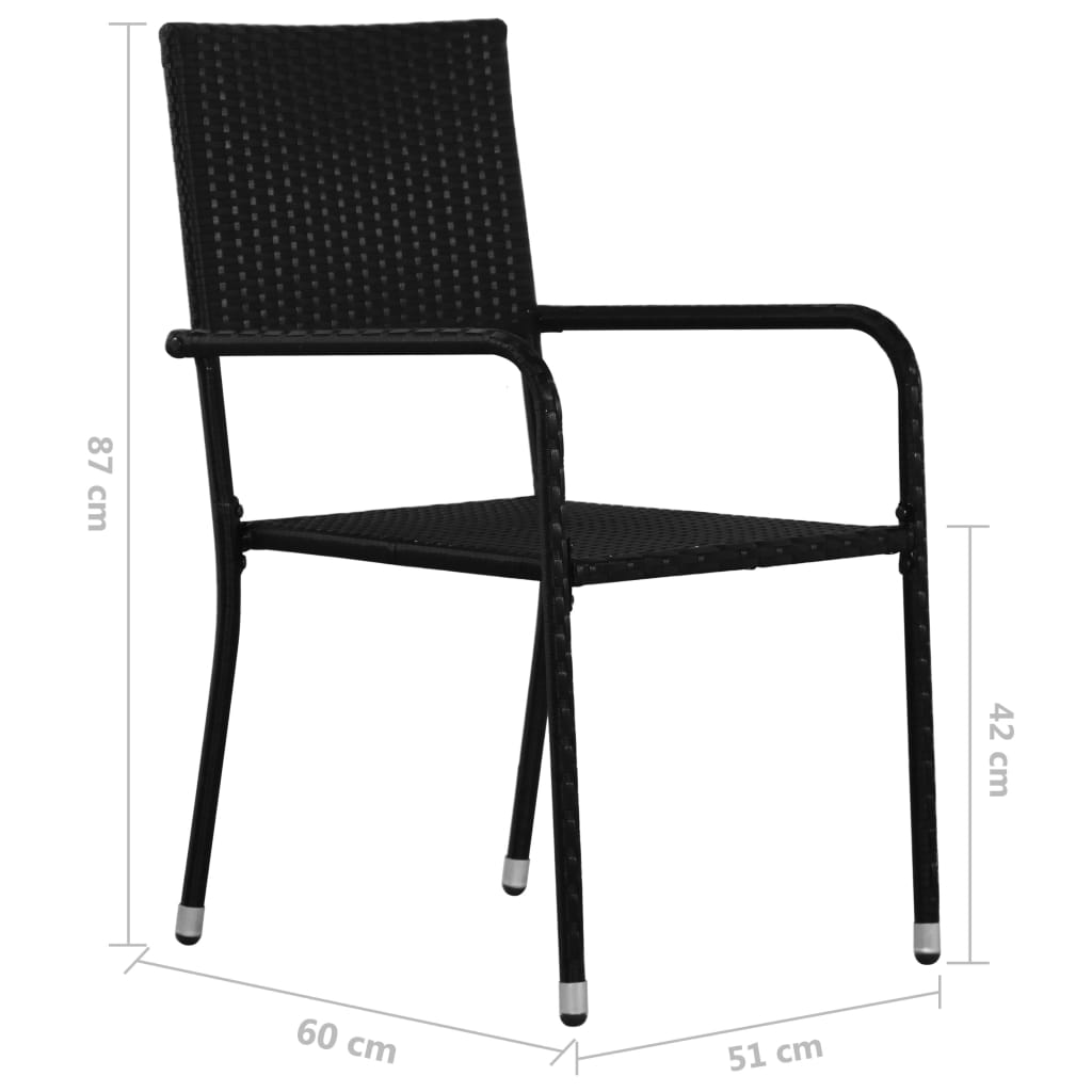 havestole 2 stk. stabelbare polyrattan sort