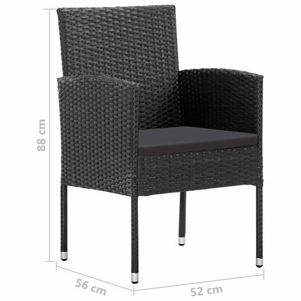 havestole 2 stk. sorte hynder polyrattan sort