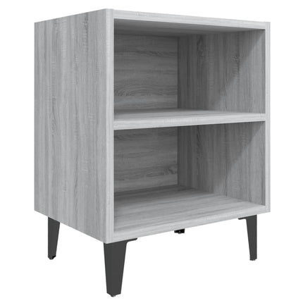 sengebord med metalben 40x30x50 cm grå sonoma-eg