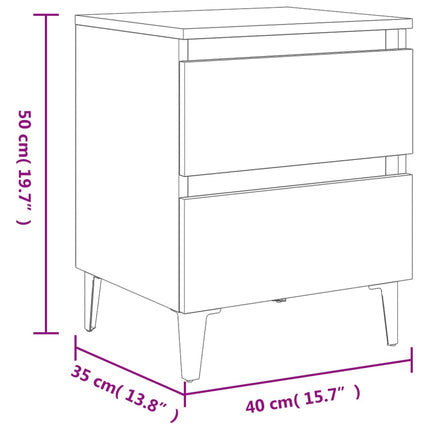 sengeborde 2 stk. med metalben 40x35x50 cm røget egetræsfarve