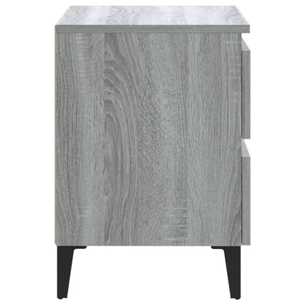 sengebord med metalben 40x35x50 cm grå sonoma-eg