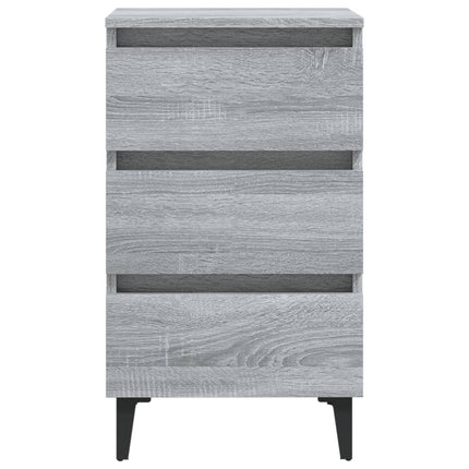 sengebord med metalben 40x35x69 cm grå sonoma-eg