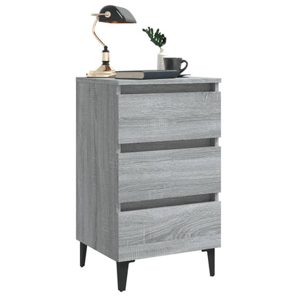 sengebord med metalben 40x35x69 cm grå sonoma-eg