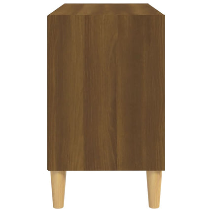 tv-bord med massive træben 69,5x30x50 cm brun eg