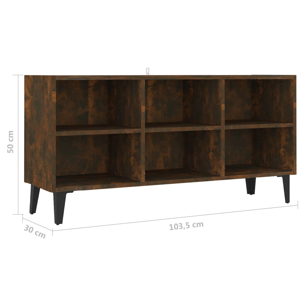 tv-bord med metalben 103,5x30x50 cm sonoma-eg