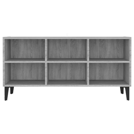 tv-bord med metalben 103,5x30x50 cm grå sonoma-eg