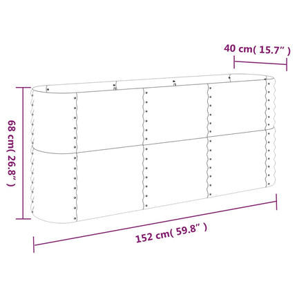 plantekasse 152x40x68 cm galvaniseret stål grå