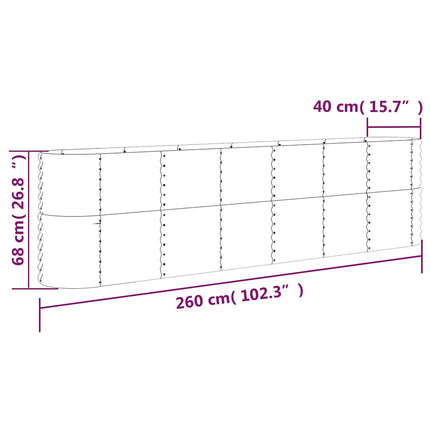 plantekasse 260x40x68 cm galvaniseret stål brun