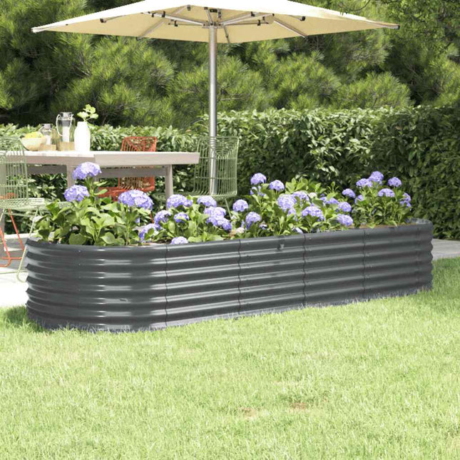 plantekasse 224x80x36 cm galvaniseret stål antracitgrå