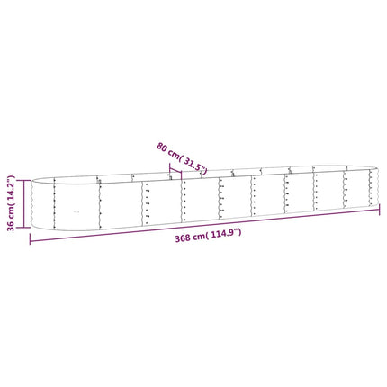 plantekasse 368x80x36 cm galvaniseret stål brun