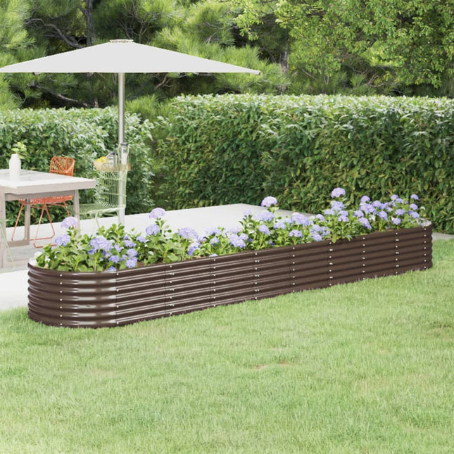 plantekasse 368x80x36 cm galvaniseret stål brun