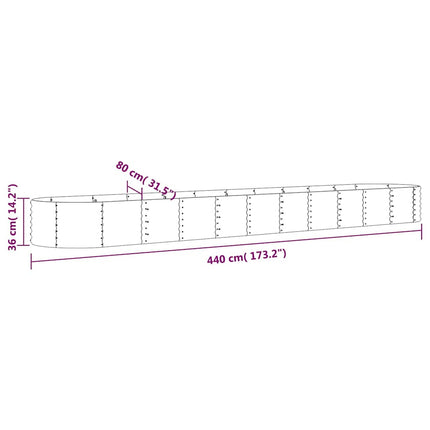 plantekasse 440x80x36 cm galvaniseret stål grøn