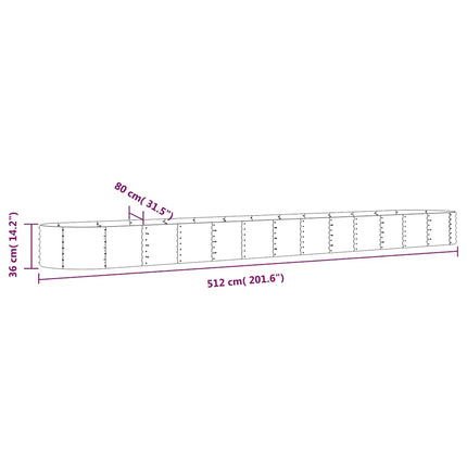 plantekasse 512x80x36 cm galvaniseret stål antracitgrå