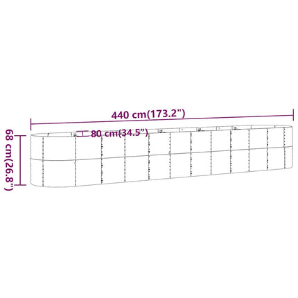 plantekasse 440x80x68 cm galvaniseret stål antracitgrå