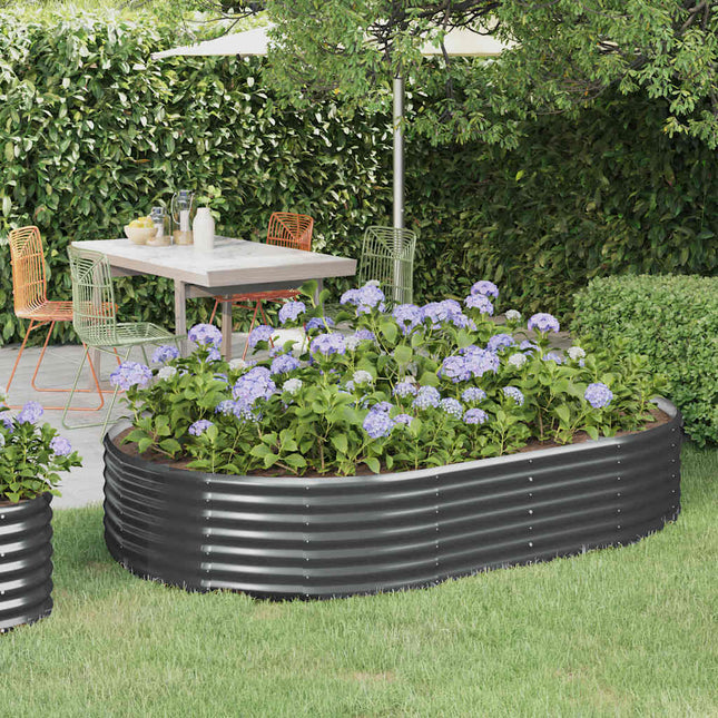 plantekasse 214x140x36 cm galvaniseret stål antracitgrå