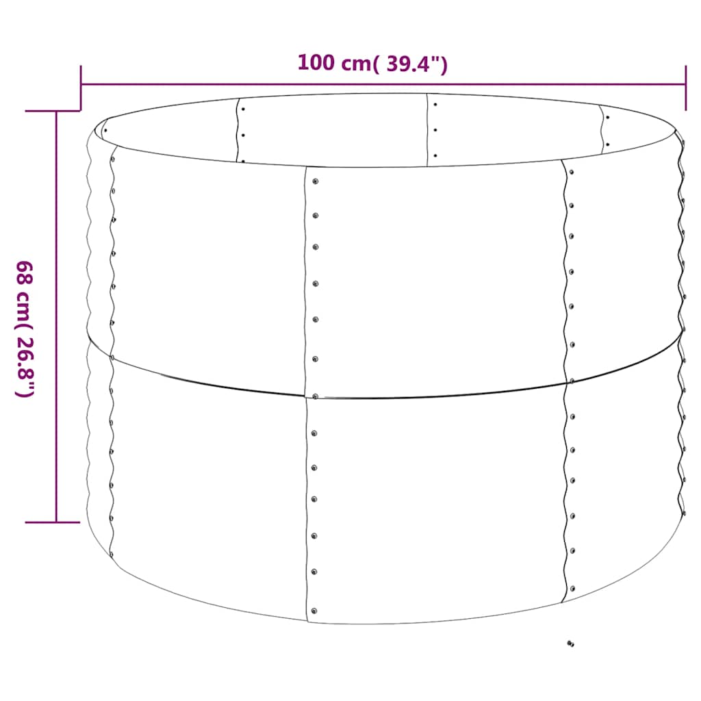 plantekrukke 100x100x68 cm galvaniseret stål brun