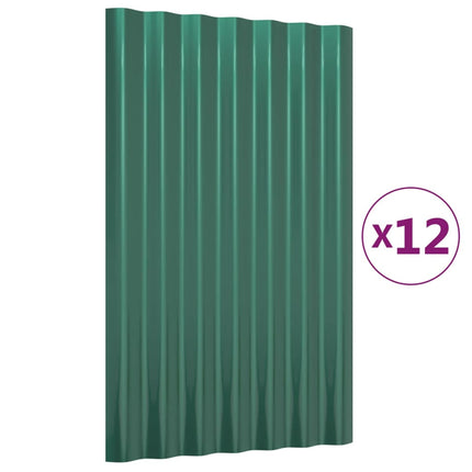 tagplader 12 stk. 60x36 cm galvaniseret stål grøn
