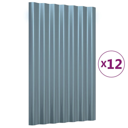tagplader 12 stk. 60x36 cm galvaniseret stål grå