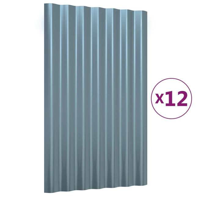 tagplader 12 stk. 60x36 cm galvaniseret stål grå