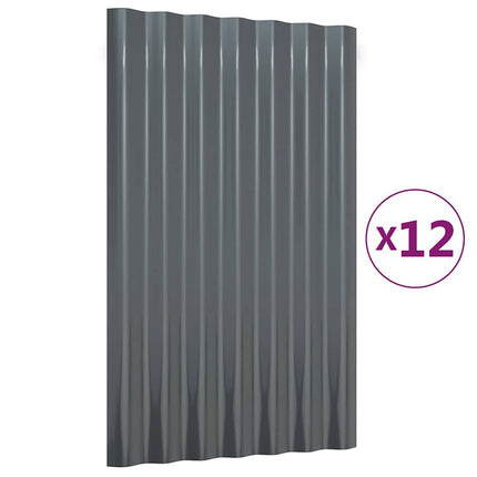tagplader 12 stk. 60x36 cm galvaniseret stål antracitgrå